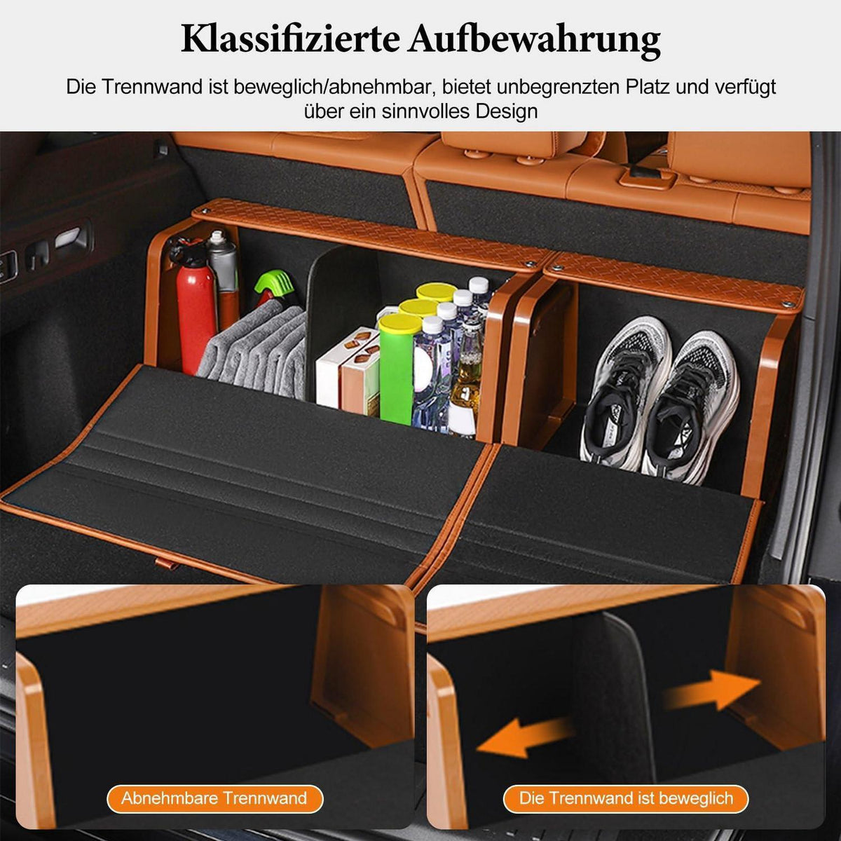 Kofferraum-Organizer | Faltbar & Wasserdicht | Für PKW, SUV, LKW in Lederoptik