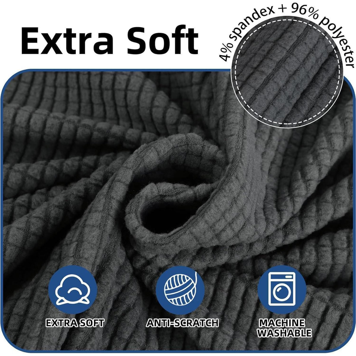 Stretch Stuhlhussen Set Dunkelgrau - 6er Pack für Küche & Party