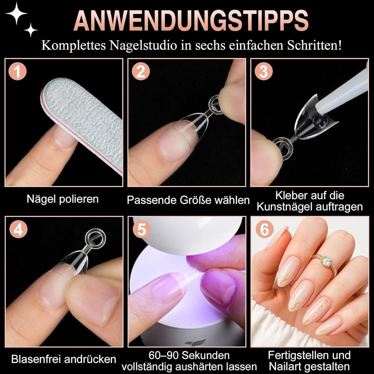 240pcs Oval Kurz Falsche Nägel Set – Acryl Nagelspitzen für DIY Maniküre