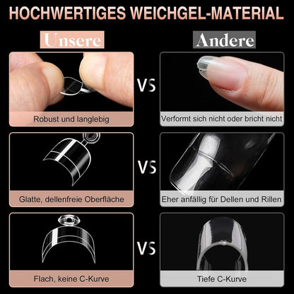 240pcs Oval Kurz Falsche Nägel Set – Acryl Nagelspitzen für DIY Maniküre
