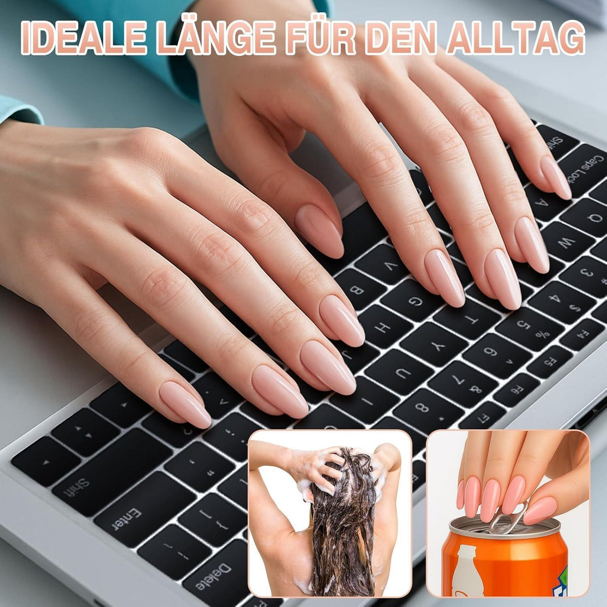240pcs Oval Kurz Falsche Nägel Set – Acryl Nagelspitzen für DIY Maniküre