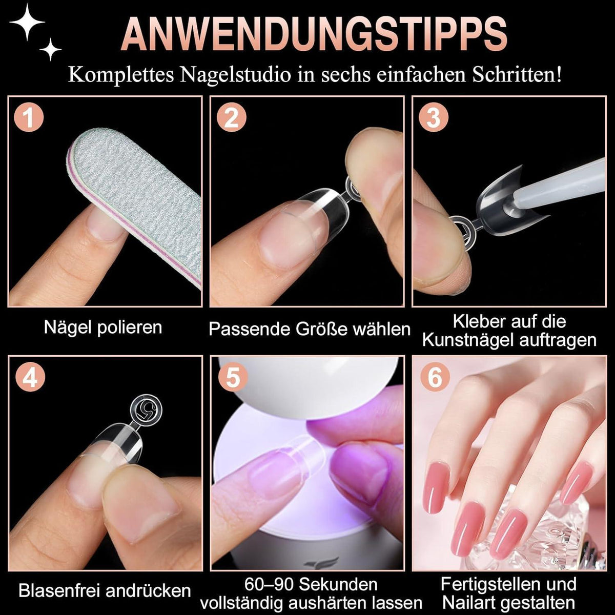 240pcs Oval Kurz Falsche Nägel Set – Acryl Nagelspitzen für DIY Maniküre