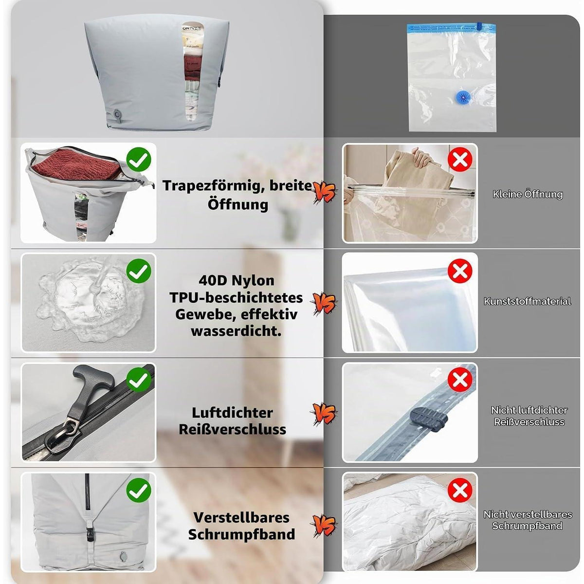 Extra Große Vakuumbeutel für Kleidung & Bettwäsche – 2er Set