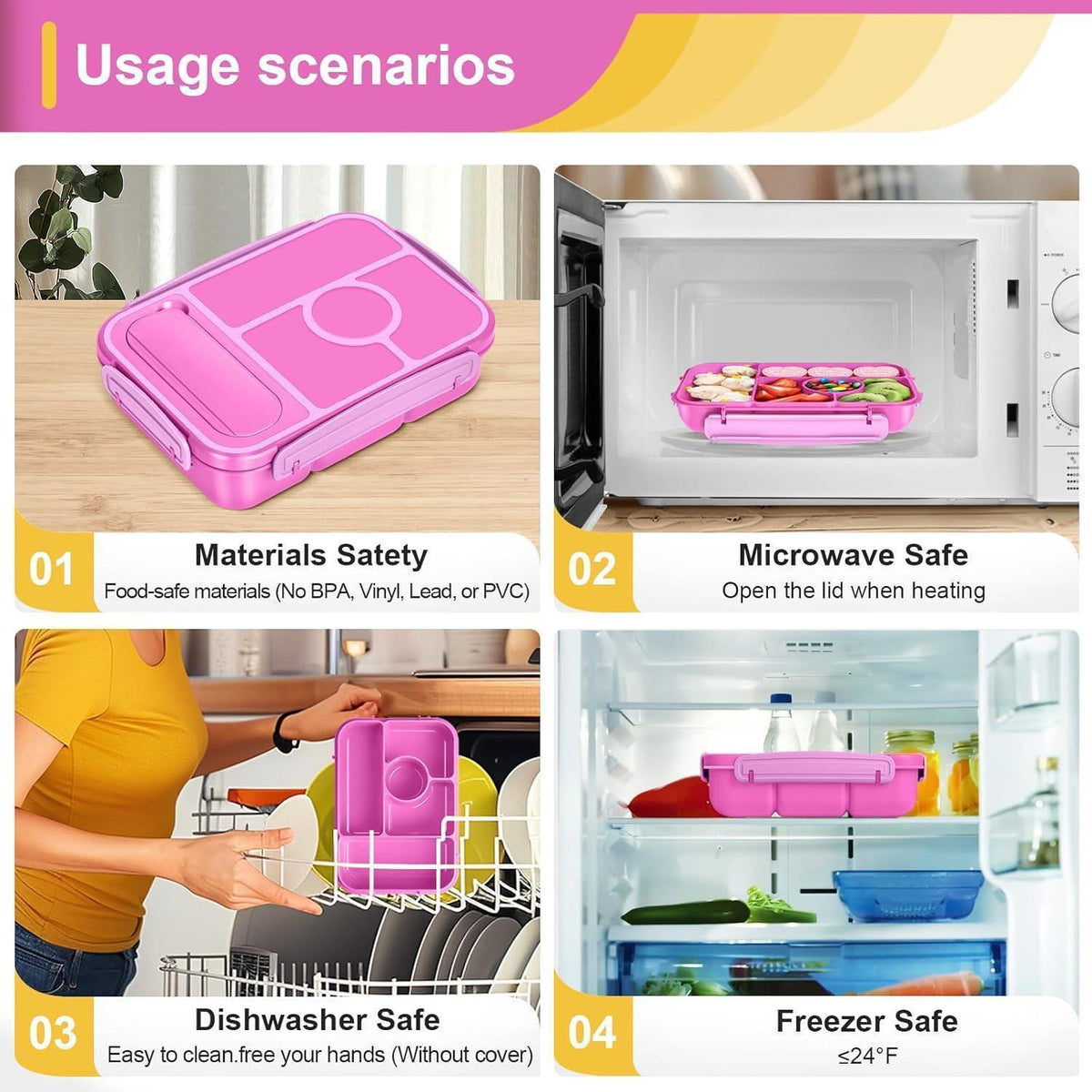 Bento Box mit 5 Fächern & Soßenbehälter – Lunchbox 1300ml