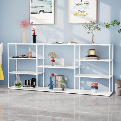 Langer Konsolentisch mit Regalen – Weiß 180x30x80 cm