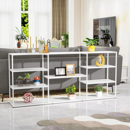 Langer Konsolentisch mit Regalen – Weiß 180x30x80 cm