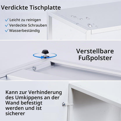 Langer Konsolentisch mit Regalen – Weiß 180x30x80 cm