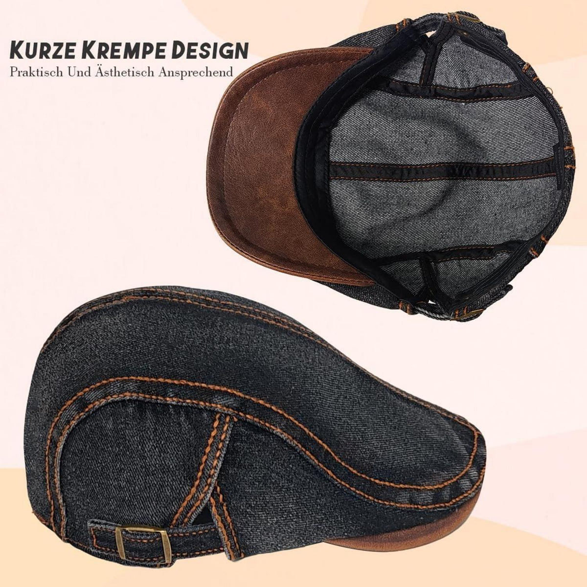 Denim Flatcap Herren & Damen | Vintage Newsboy Cap Jeans M-L