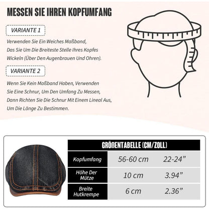 Denim Flatcap Herren & Damen | Vintage Newsboy Cap Jeans M-L