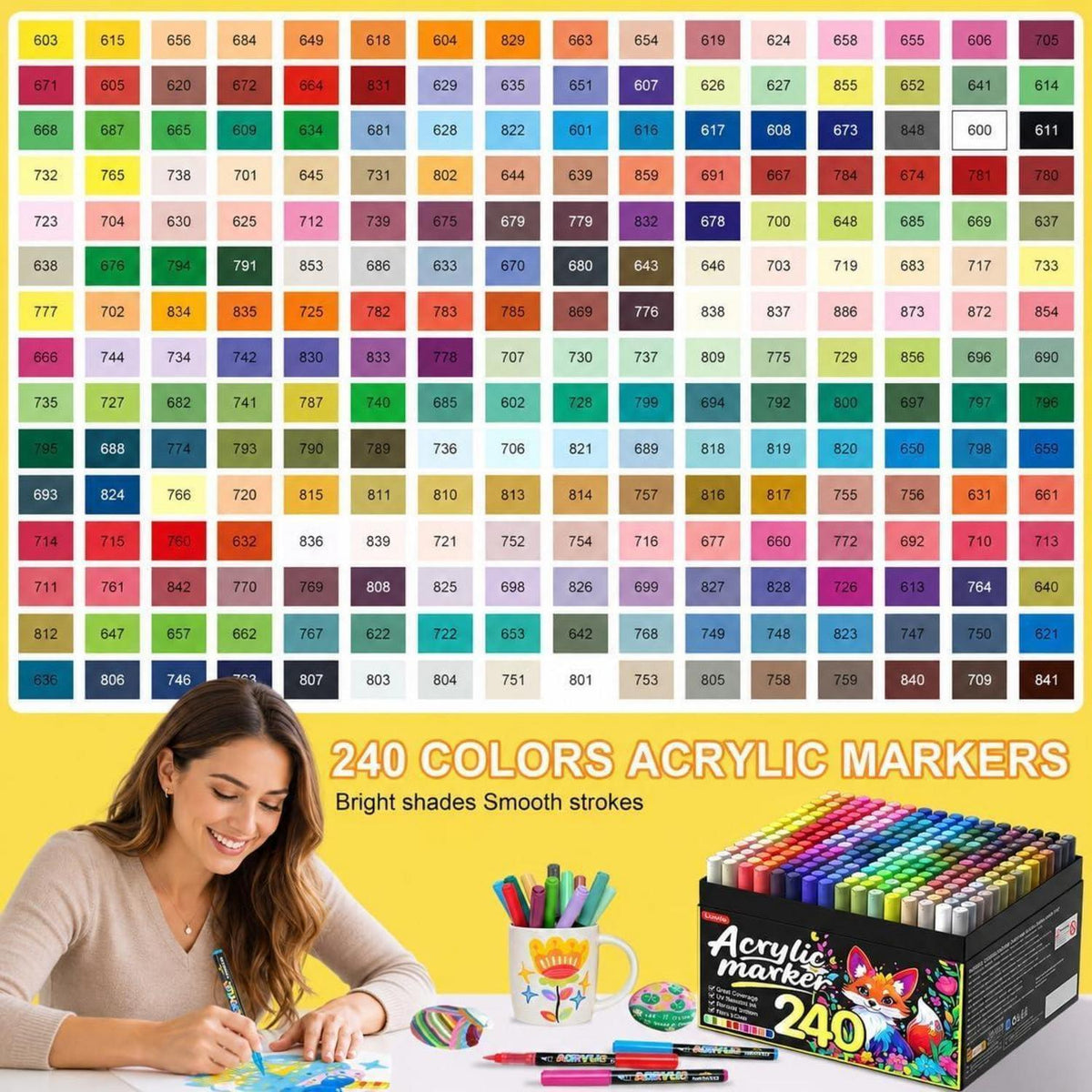 Acrylstifte Set 240 Farben – Wasserfest für Stein, Holz & mehr
