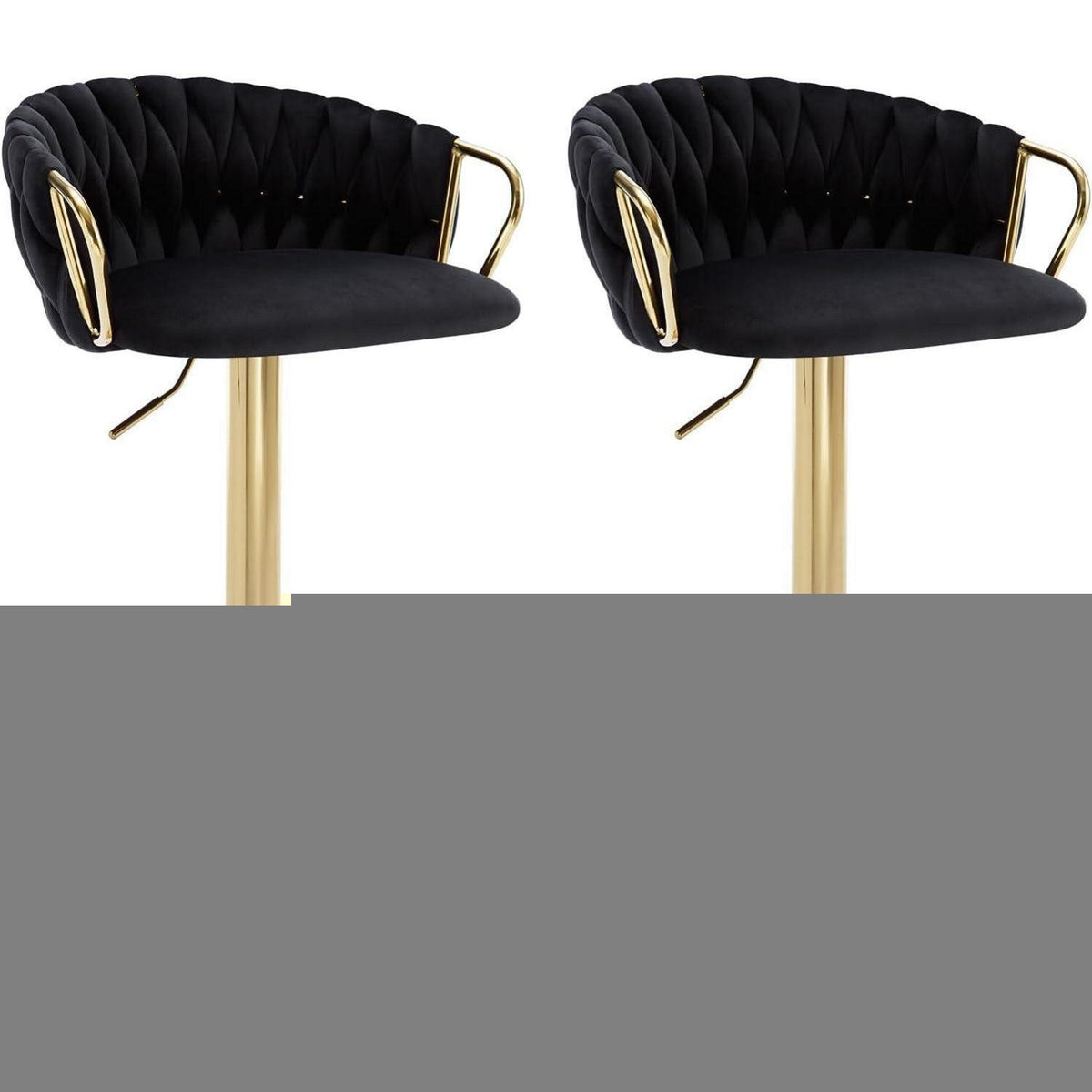 Moderner Samt Barhocker 4er Set, höhenverstellbar & drehbar