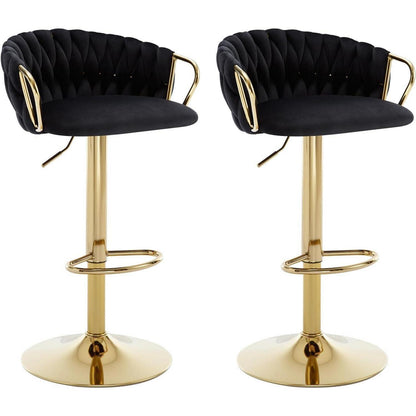 Moderne Samt Barhocker 2er Set, höhenverstellbar & drehbar