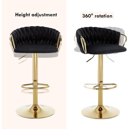 Moderne Samt Barhocker 2er Set, höhenverstellbar & drehbar