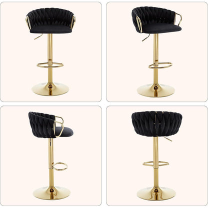 Moderne Samt Barhocker 2er Set, höhenverstellbar & drehbar