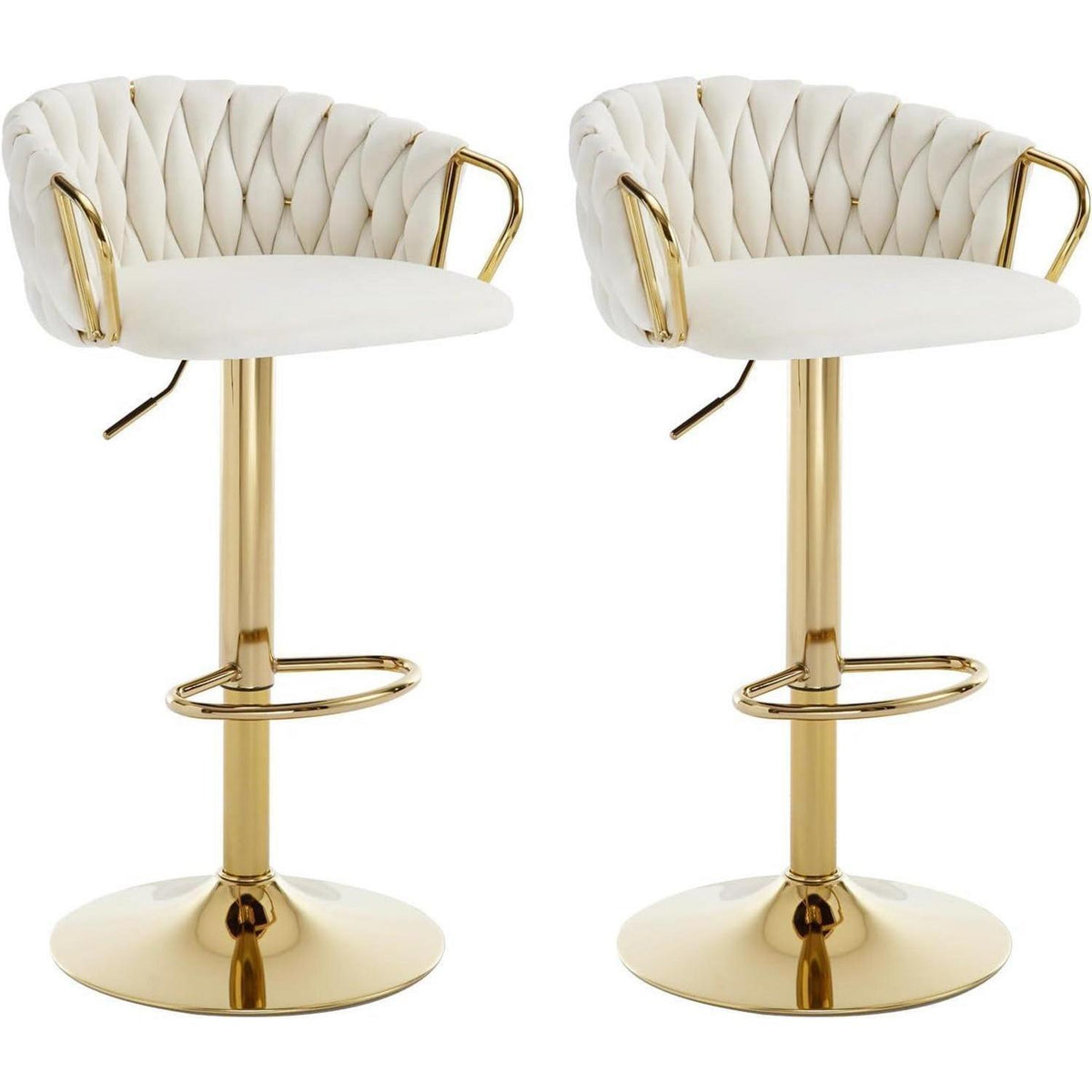 Moderne Samt Barhocker 2er Set, höhenverstellbar & drehbar