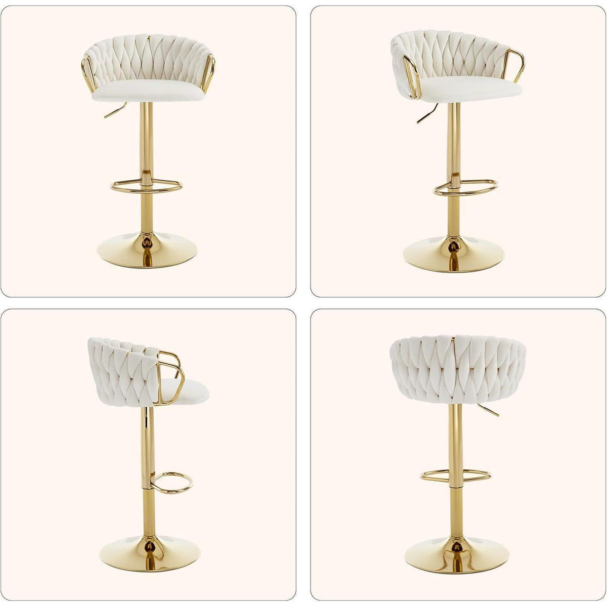Moderne Samt Barhocker 2er Set, höhenverstellbar & drehbar