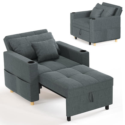 Extrabreites Schlafsofa 97cm – 3-in-1 Schlafsessel mit Bettkasten