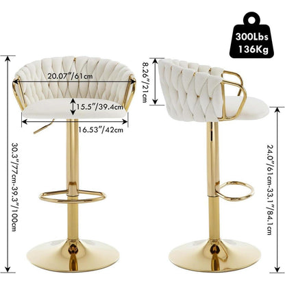 Moderner Samt Barhocker 4er Set, höhenverstellbar & drehbar