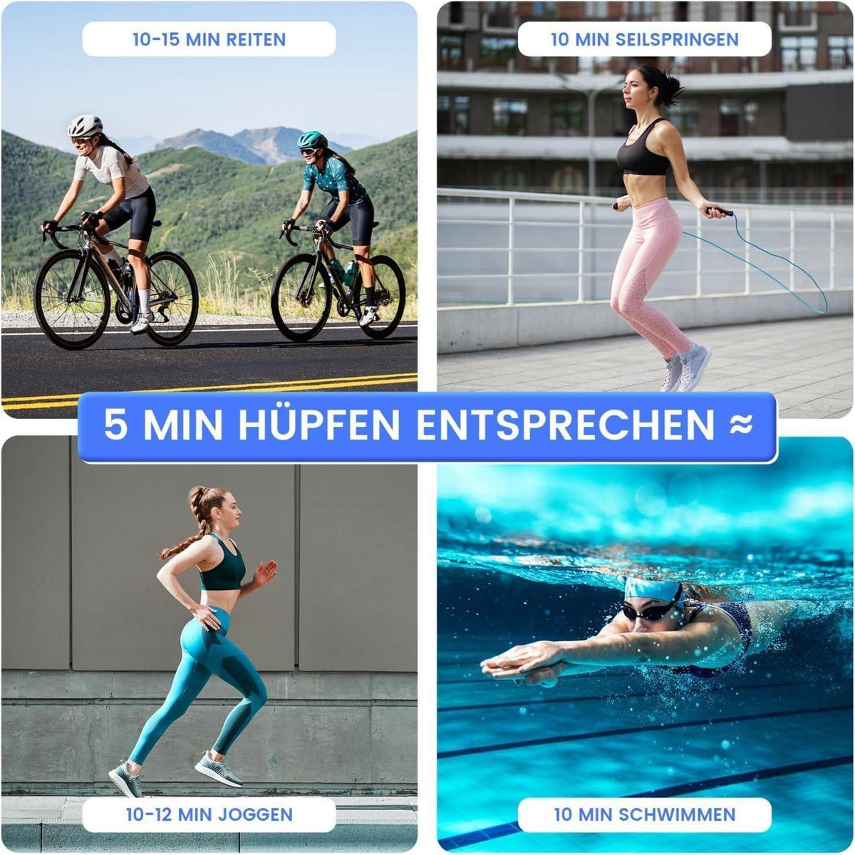 Klappbares Fitness Trampolin für Erwachsene – Schwarz Blau