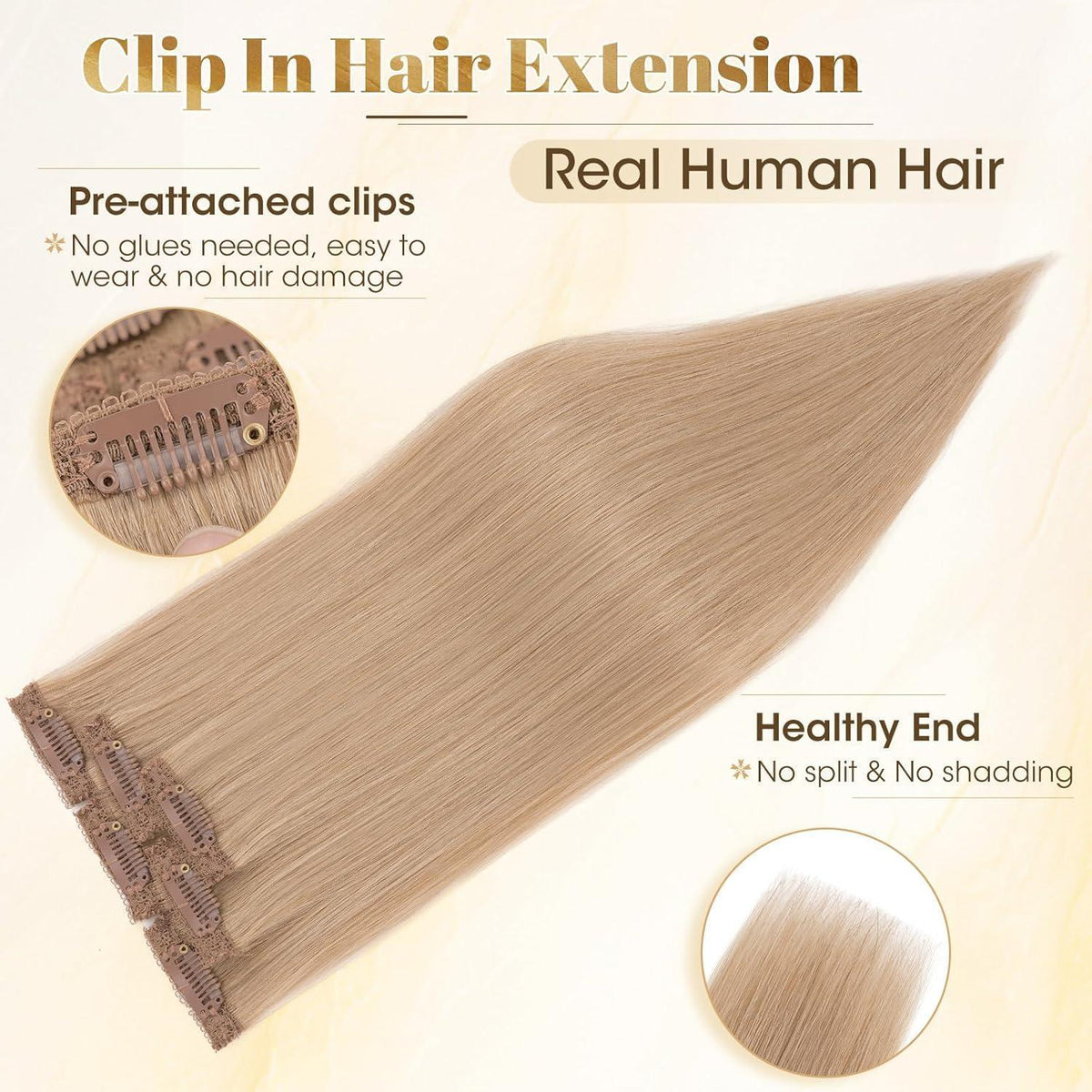 Blond Clip-in Echthaar Extensions 40cm – 6 Strähnen #27