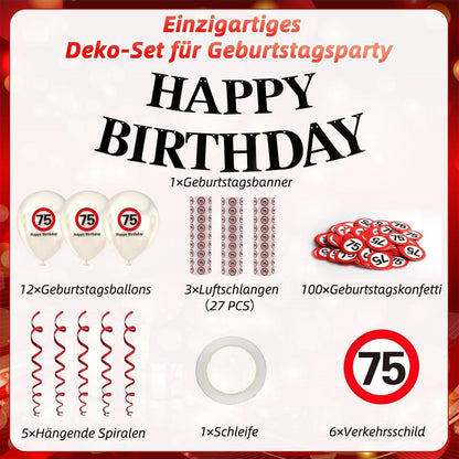75. Geburtstag Deko Verkehrszeichen Set | Partydeko für Männer & Frauen
