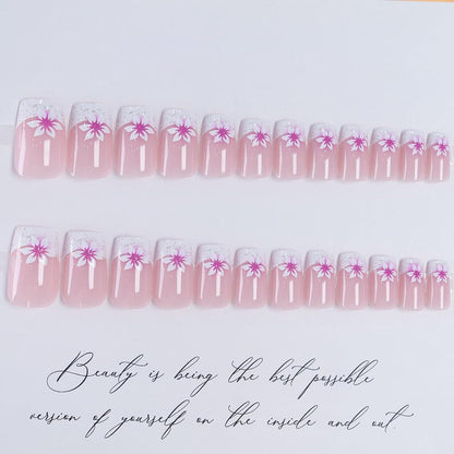 24 Press On Nails Nude Rosa Pfirsichblüte – Künstliche Nägel