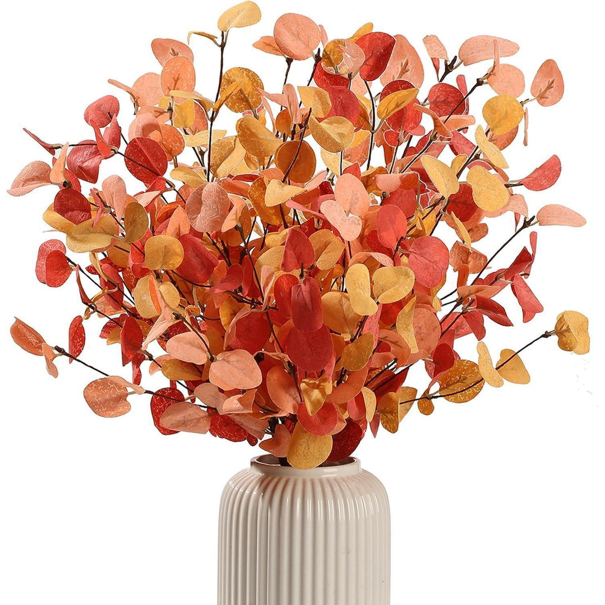 Künstlicher Eukalyptus Herbst Deko 5 Bundles 60cm Orange
