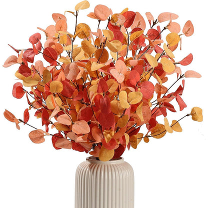 Künstlicher Eukalyptus Herbst Deko 5 Bundles 60cm Orange