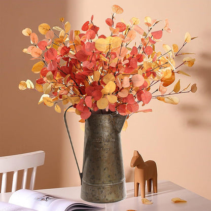 Künstlicher Eukalyptus Herbst Deko 5 Bundles 60cm Orange