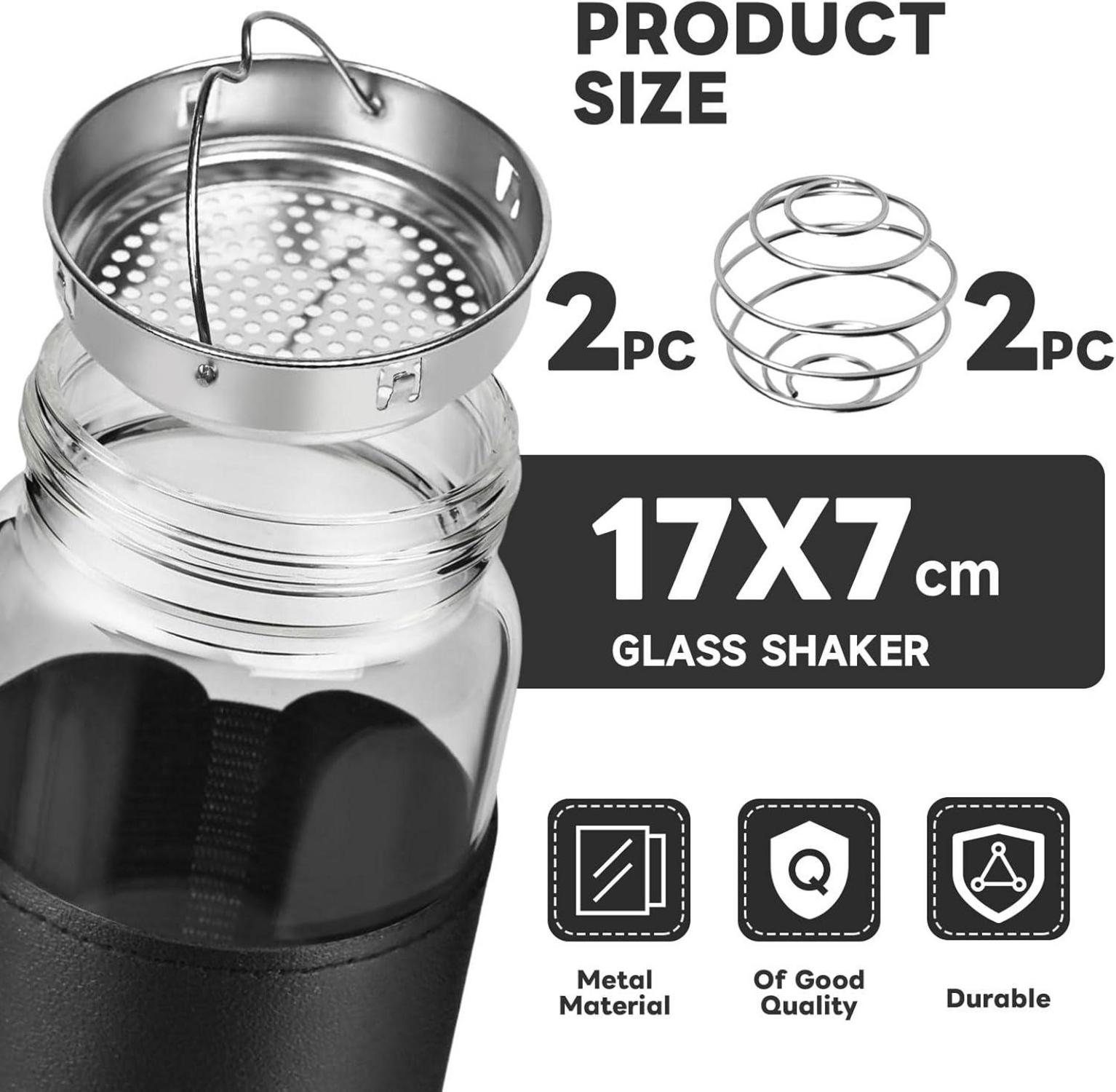 16oz BPA-freies Glas Shaker mit integriertem Sieb, Mischball