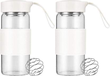 Shaker Glas 16oz BPA-freies mit Sieb 304SS Mischball (Weiß 2er