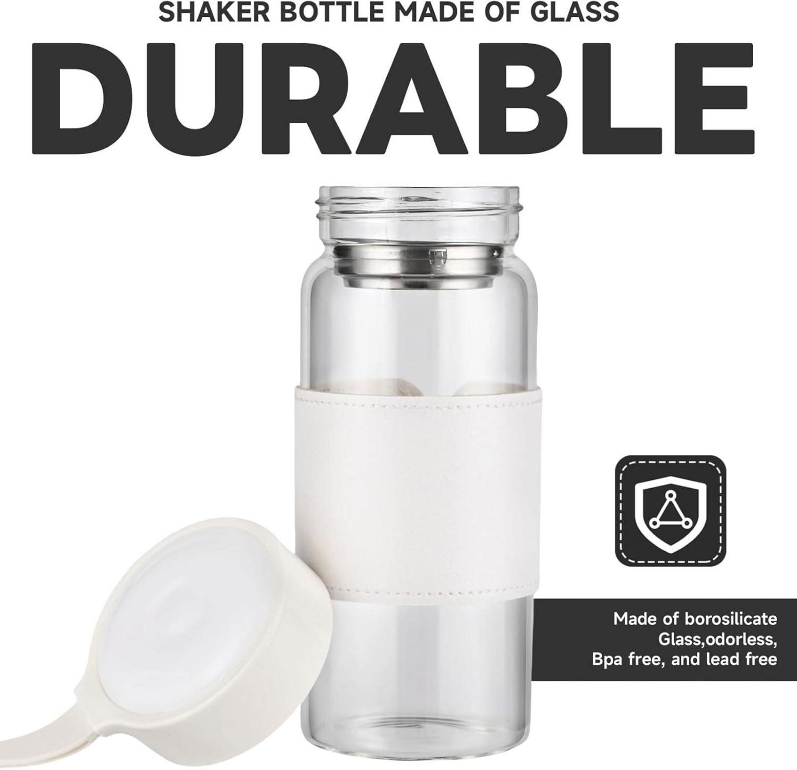 16oz BPA-freies Glas Shaker mit Sieb, Mischball & Auslaufsicherem Deckel, 2er Pack