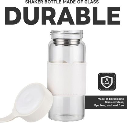 16oz BPA-freies Glas Shaker mit Sieb, Mischball & Auslaufsicherem Deckel, 2er Pack