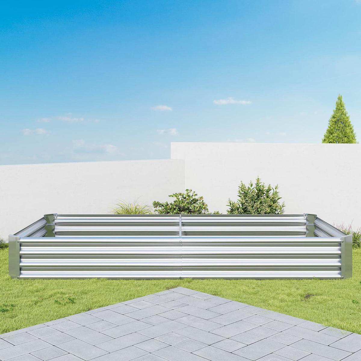 Hochbeet Metall verzinkt 232x113x30 cm Silber