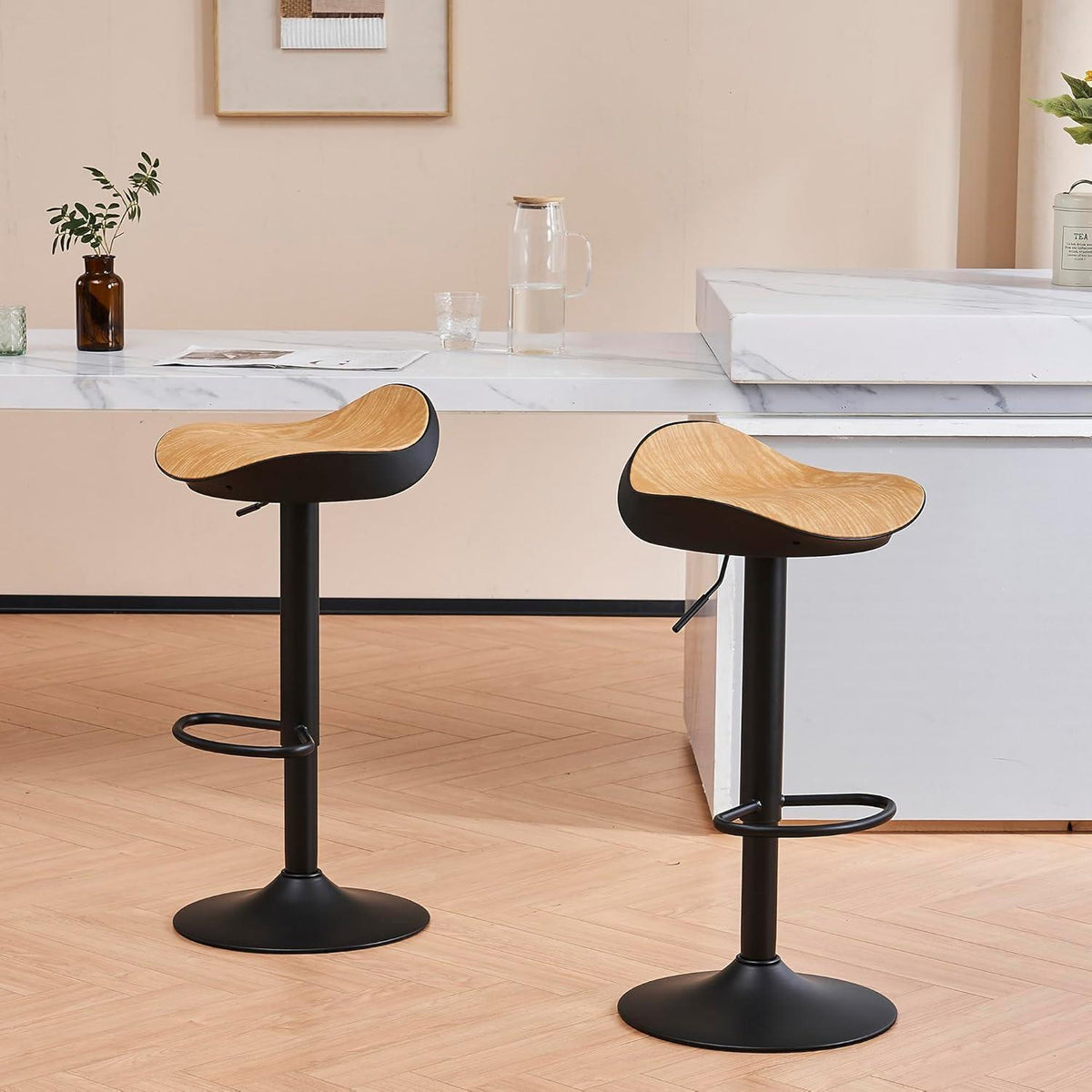 YOUNIKE Barhocker 2er Set, Höhenverstellbar & 360° Drehbar