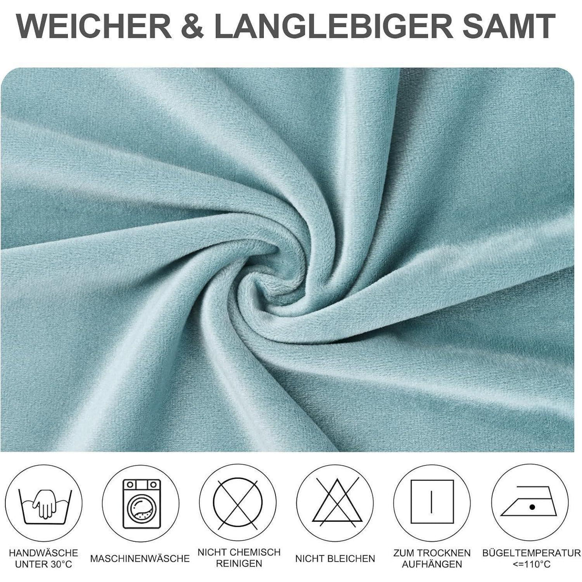 Samt Stuhlhussen 6er Set – Elastisch & Waschbar – Graublau