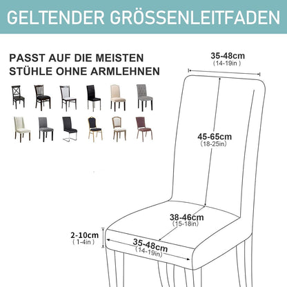 Samt Stuhlhussen 6er Set – Elastisch & Waschbar – Graublau