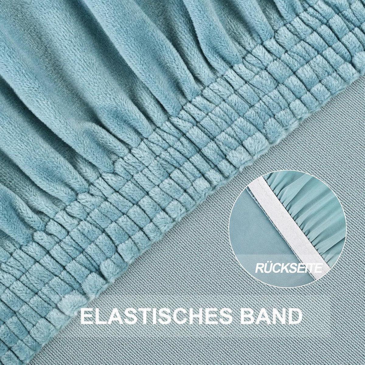 Samt Stuhlhussen Set 4er Pack – Graublau, Elastisch & Waschbar