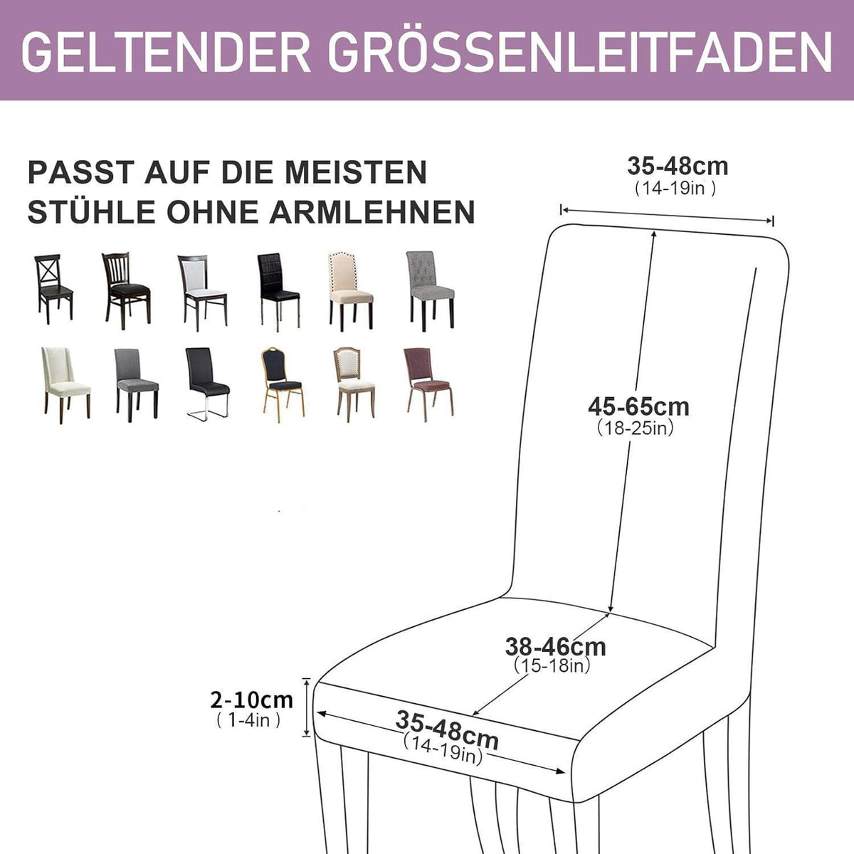 Stretch Samt Stuhlhussen 6er Set - Graulila