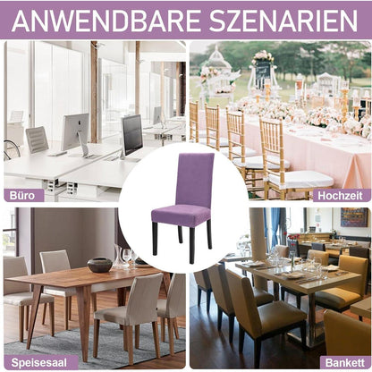 Stretch Samt Stuhlhussen 6er Set - Graulila