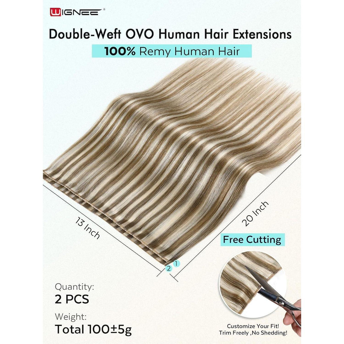 Remy Echthaar Extensions 51 cm Ombre Blond – 2er Pack mit Micro Beads