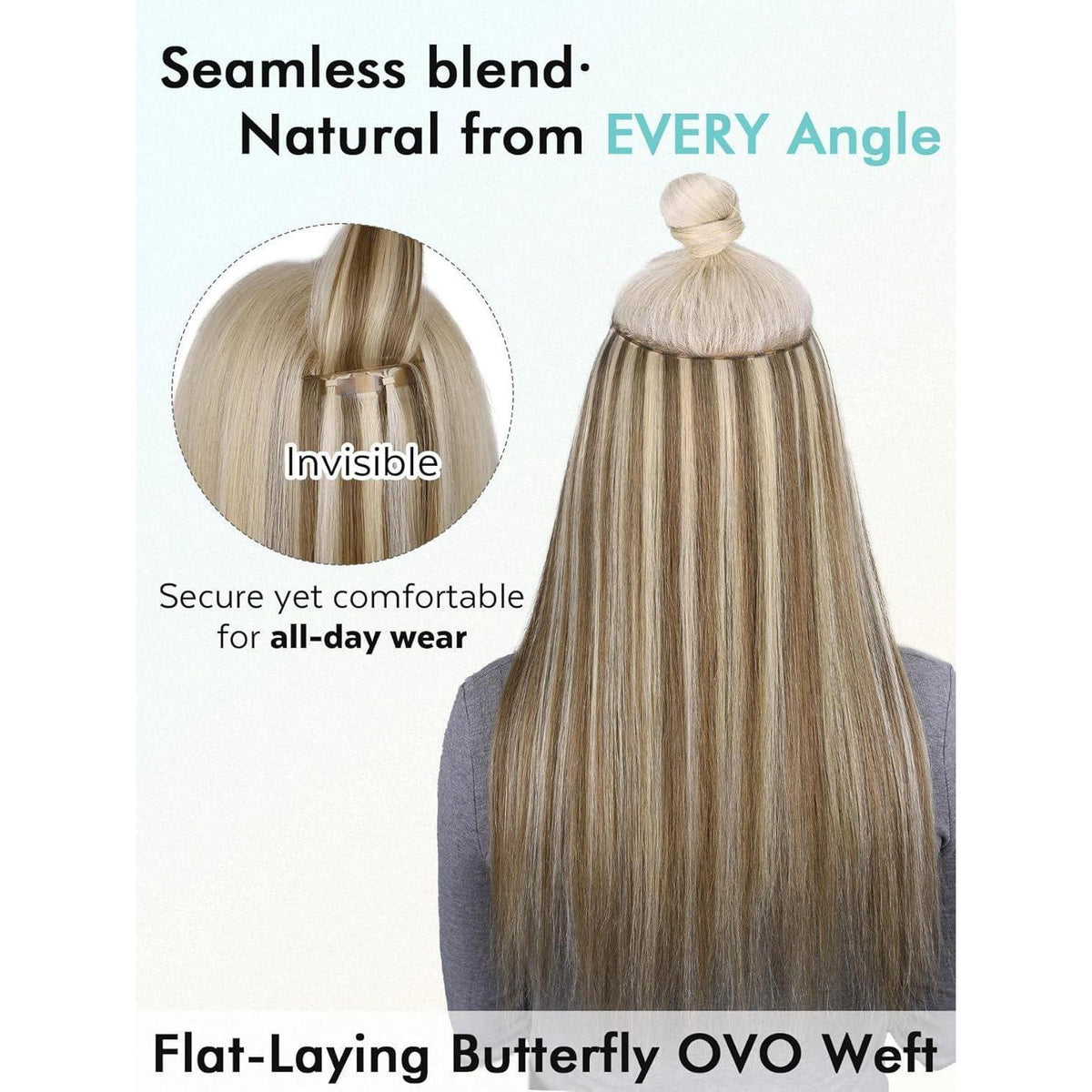 Remy Haarverlängerung 40cm Ombre Blond Double Weft