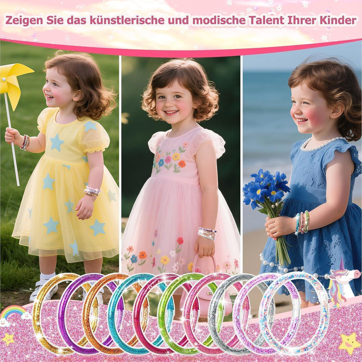 DIY Glitzerarmband-Bastelset für Mädchen ab 6 Jahren
