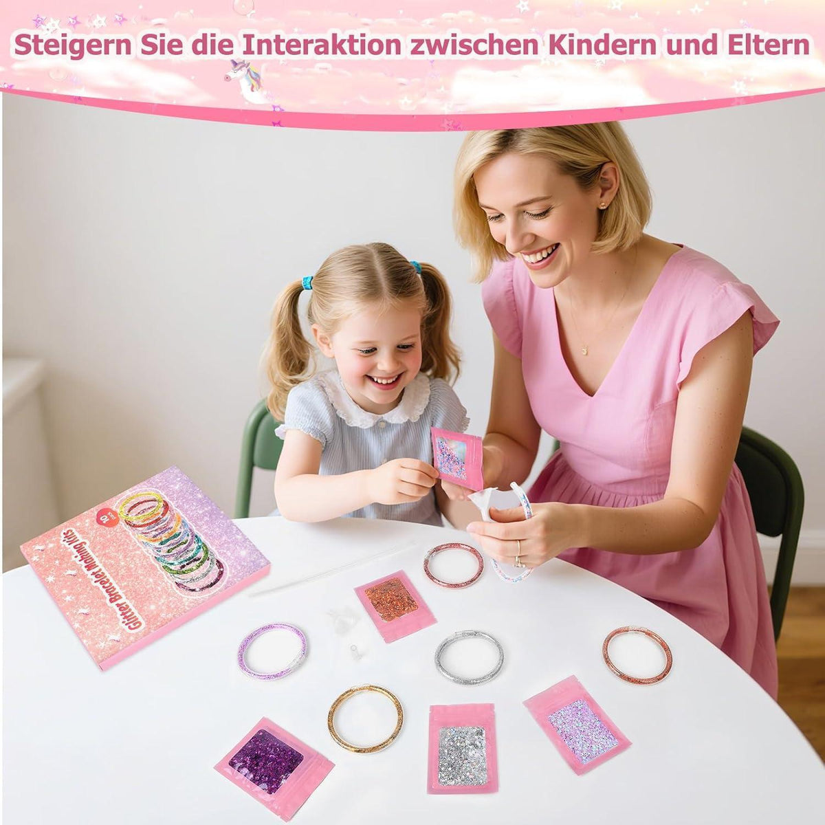 DIY Glitzerarmband-Bastelset für Mädchen ab 6 Jahren