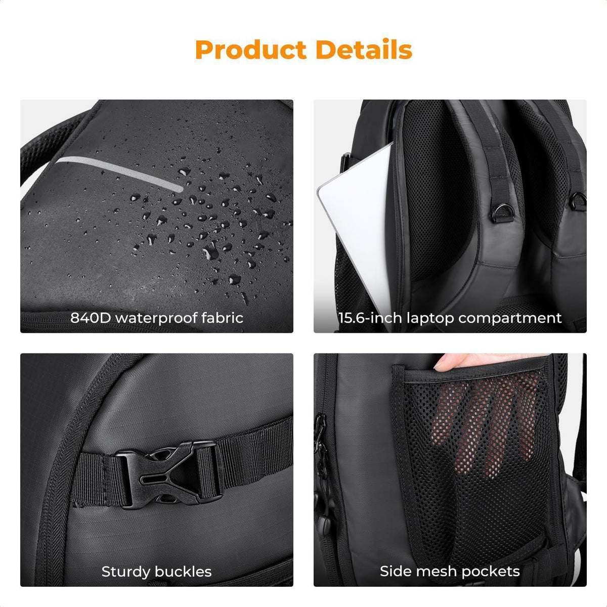 Kamerarucksack wasserdicht 25L mit Laptopfach und Stativhalterung