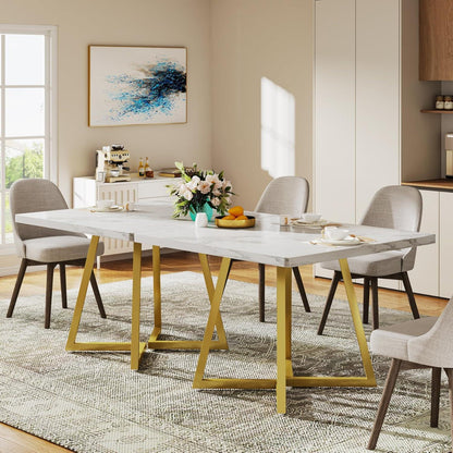 Kleiner Esstisch 80x80 cm Weiß & Gold | Küchentisch für 2-4 Personen