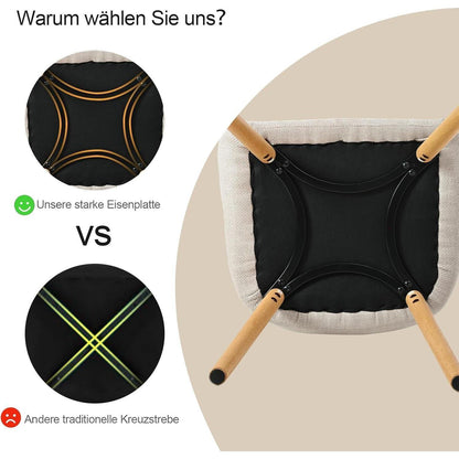 Esszimmerstühle Beige mit Armlehne – 2er Set Holzbeine