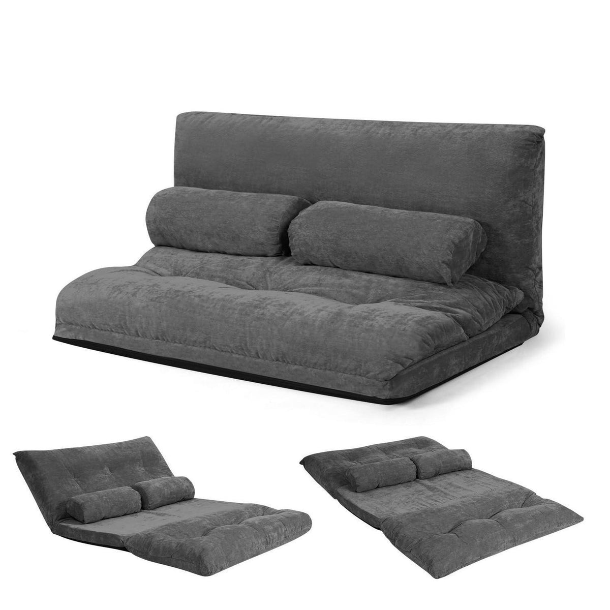 2-Sitzer Bodensofa mit Schlaffunktion & Kissen