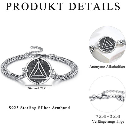 925 Sterling Silber Santa Muerte Armband für Herren – AA Abstinenz Schmuck