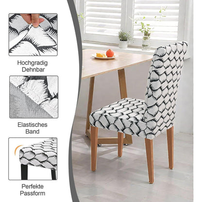 Stretch Stuhlhussen 6er Set Jacquard – Universal Bezug für Stühle
